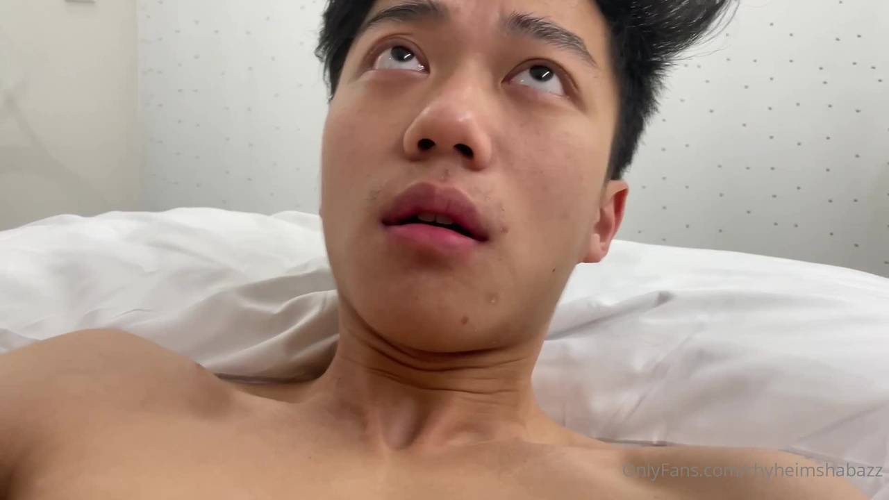 Young Asian man will feel the black rod in his ass