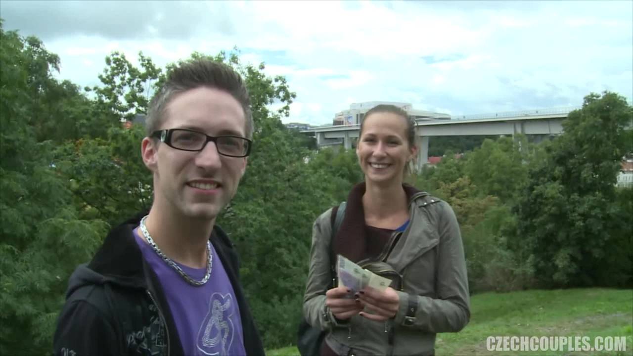 Young czech couple interviewed on the street