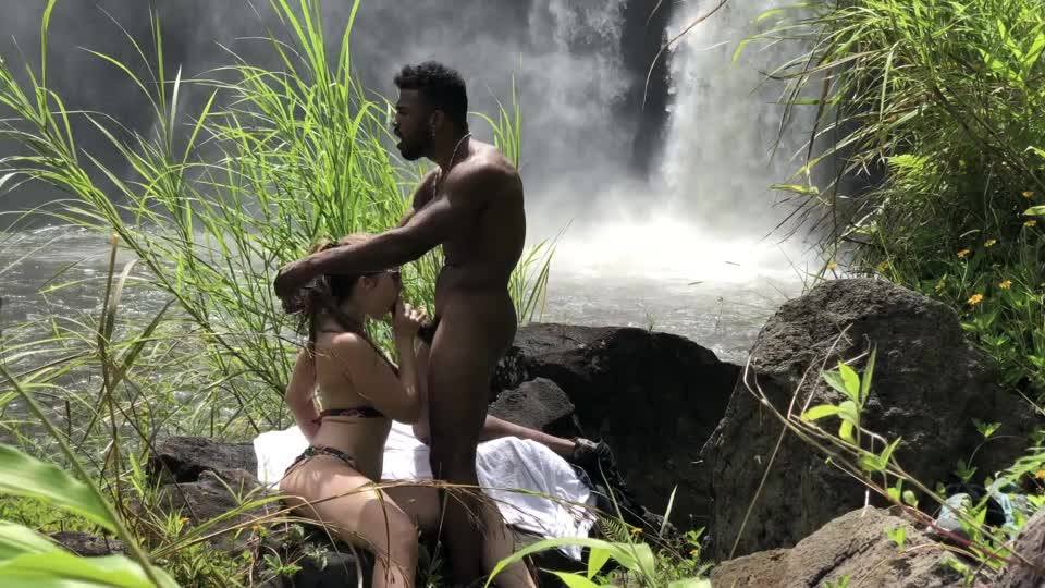 Lena Paul gets her pussy fucked near a waterfall