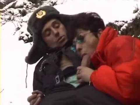 Having sex in the snow in the cold.