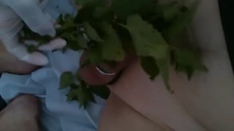 Lonely gay guy having fun in a bush