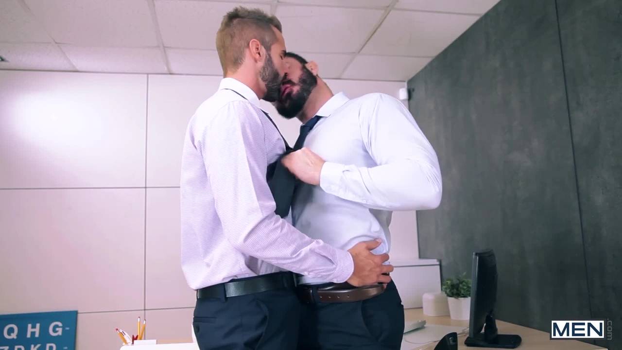 Hairy gay executives fuck each other