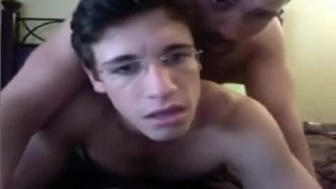 Young nerdy brunette guy has his ass fucked