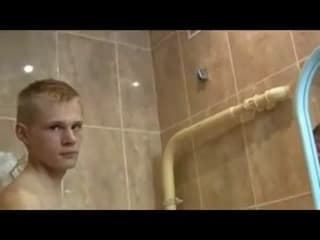 Jerkign off a long hard dick in the shower