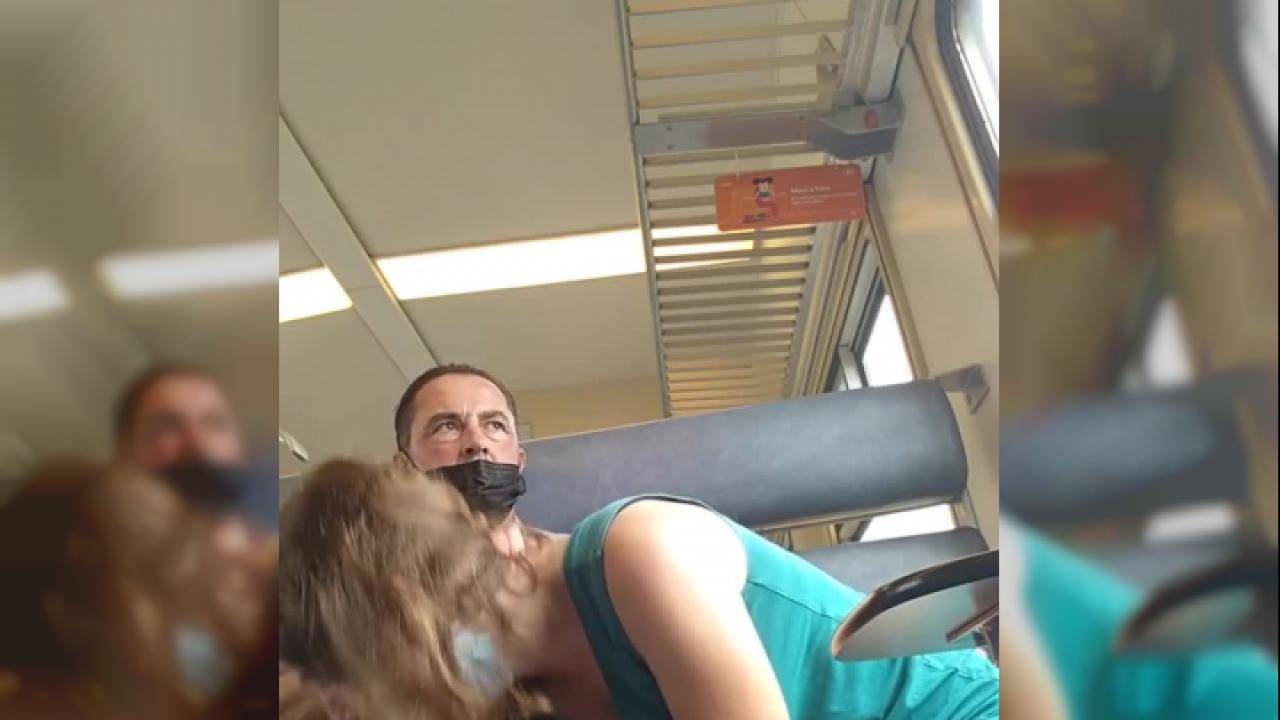 A couple fucks on train and lets us watch