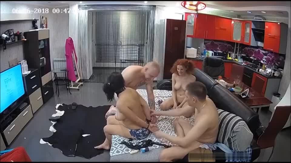 Two Couples Swapping Partners Having Fun