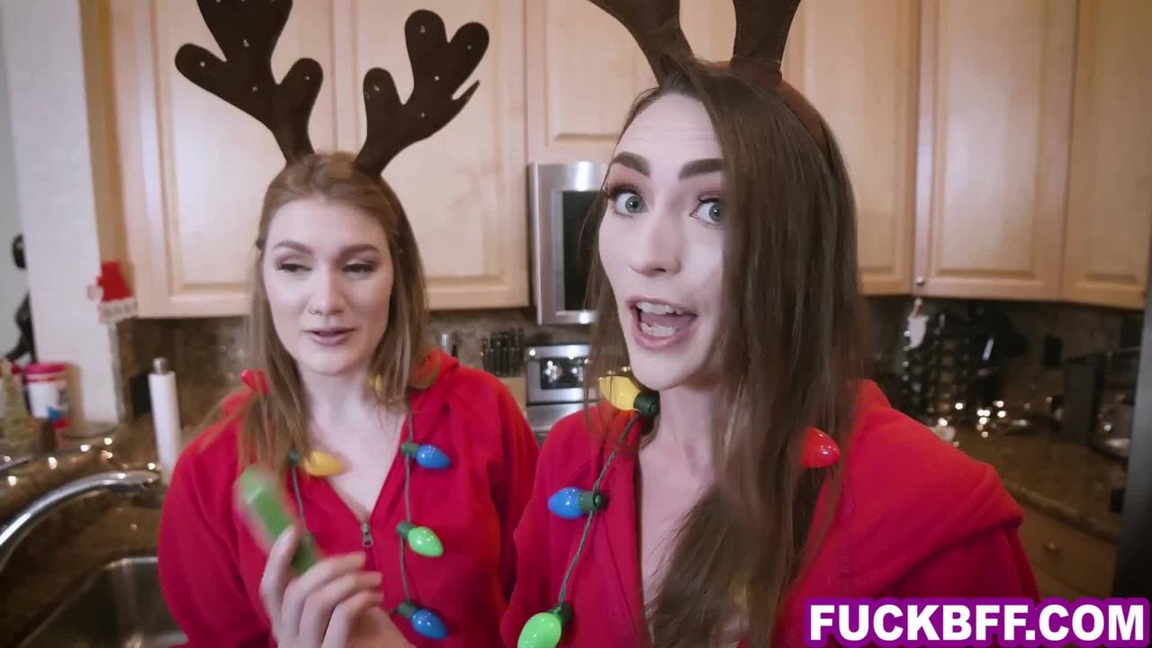 Santa fucks 3 hot teen BFFs before xmas