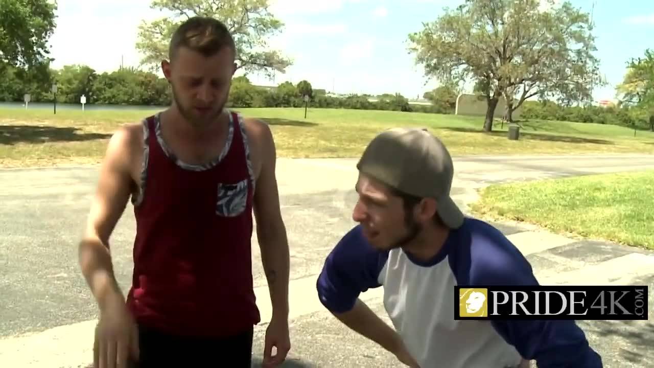 Hairy men bang each other after a run