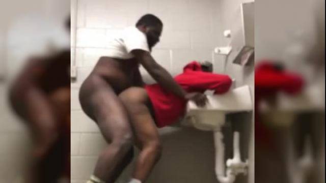 Black gay porn on public toilet