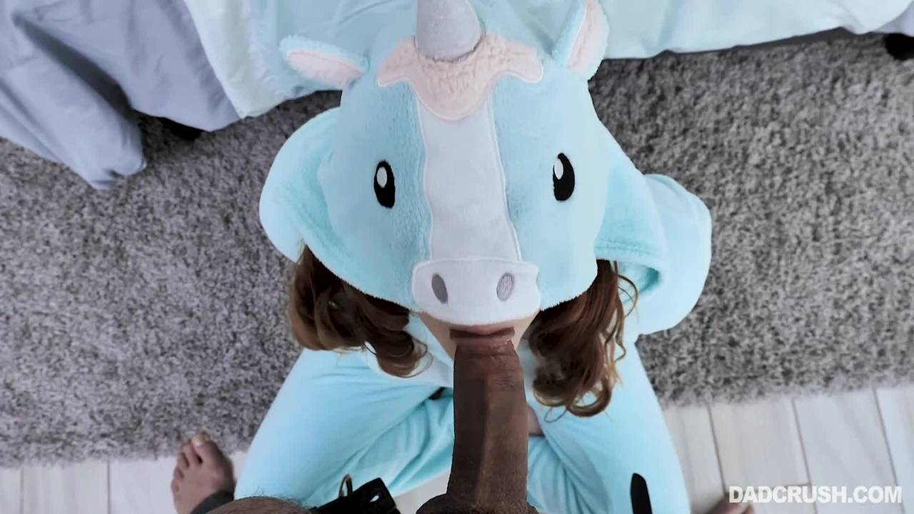 Stephie in her unicorn pyjama fucking her stepdad