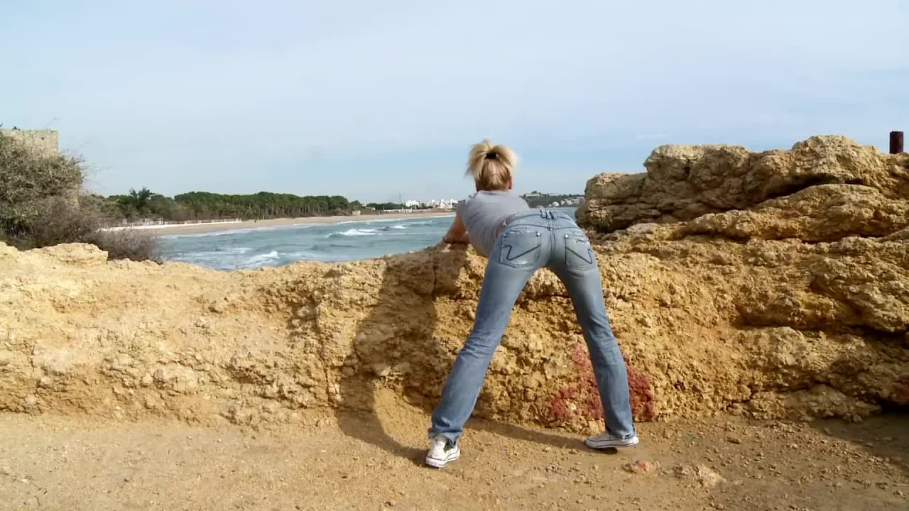 Blonde MILF gets a hard fucking on the beach